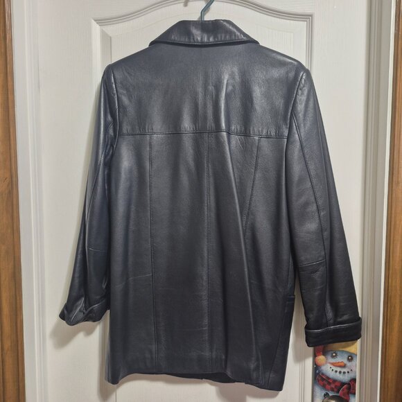 Real leather women jacket - Size S Navy Blue - Picture 2 of 8